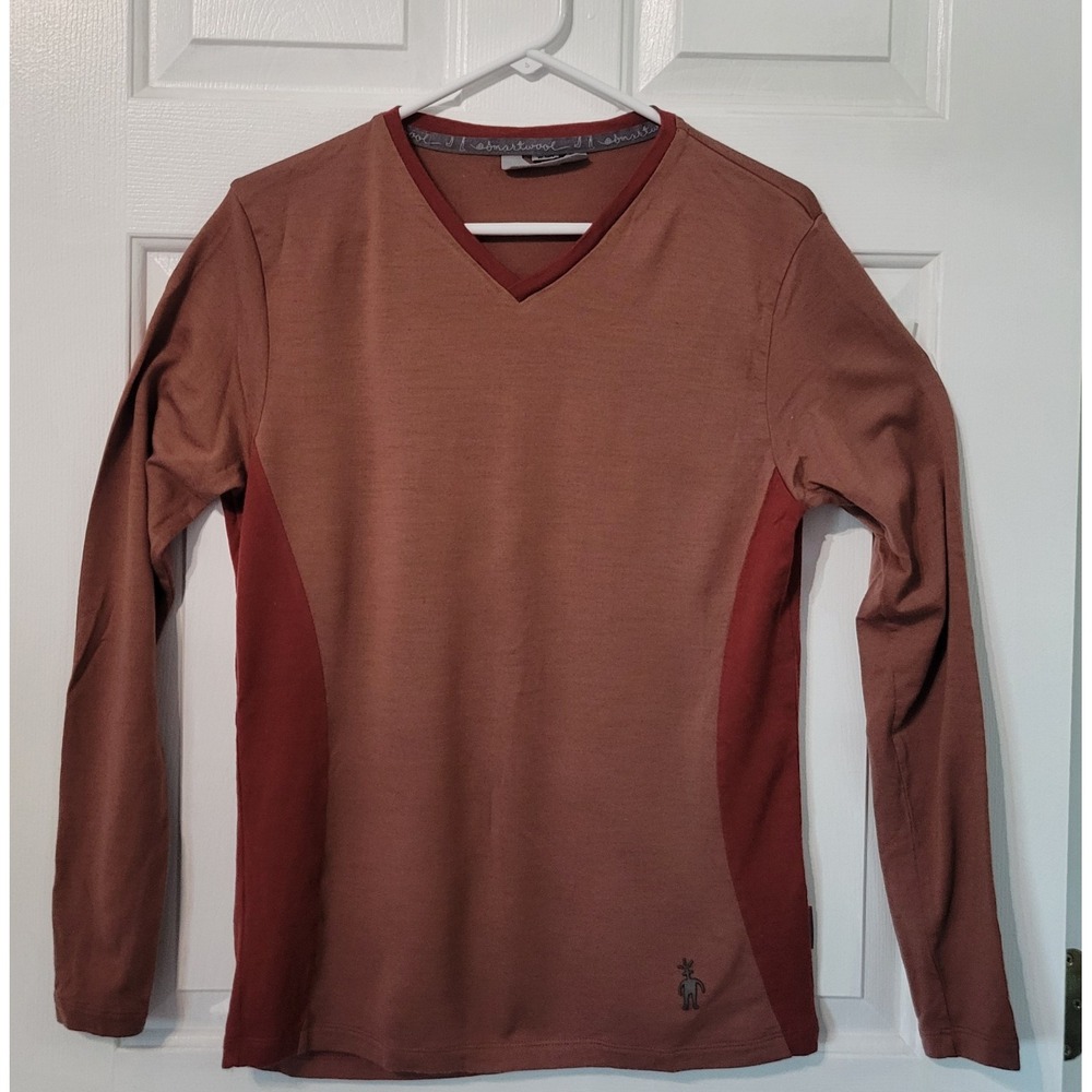 Smartwool Women's Medium Merino Wool Long Sleeve V Neck Base Layer Colorblock